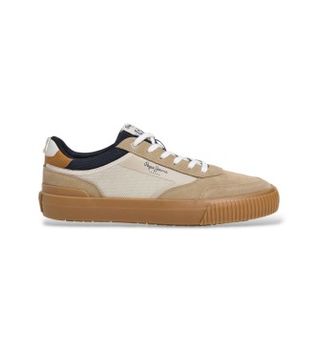 Pepe Jeans para hombre. PMS300019 Zapatillas Nolan Street beige (40), Plano, Ante, Cordones, Casual