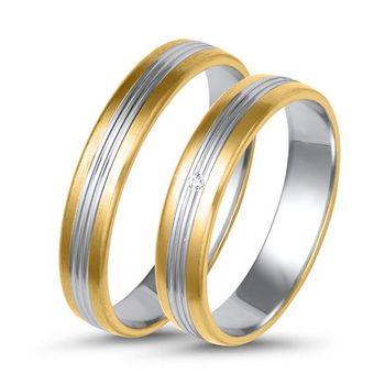 Alianzas 14 quilates oro blanco amarillo con diamante