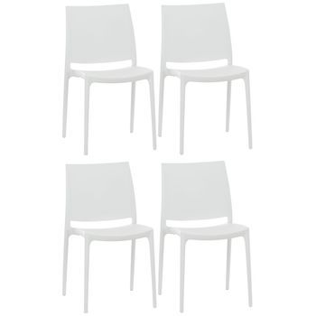 Set De 4 Sillas Apilables Maya Plástico Blanco 50x44x81 Cm Clp
