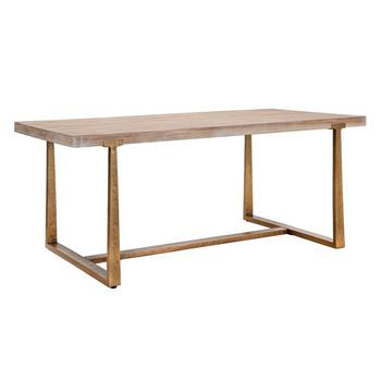 Mesa De Comedor Rectangular De Madera Marrón Y Metal Cm 180x90x78