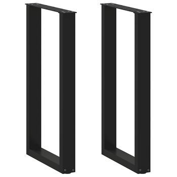 Patas De Mesa De Centro Forma U 2 Uds | Patas Para Mesa Acero Negro 50x(90-91) Cm Cfw377926