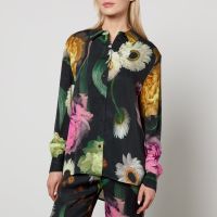 stine goya wal floral-print tencelr lyocell-blend shirt - xs