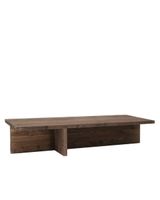 mesa de centro de madera maciza en acabado nogal 1235x27cm