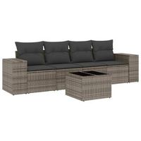 juego de sofas jardin con cojines 5 piezas  mueble de jardin ratan sintetico gris