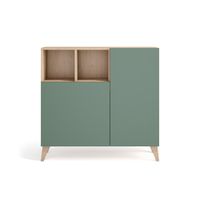 zapatero melamina roble claro puertas verde 87x90x27 cm