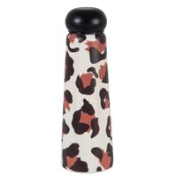 botella de agua de acero beige con leopardo marron y negro 05 l