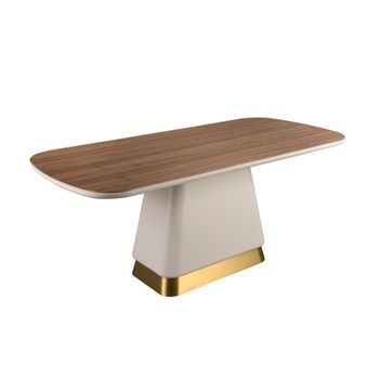 Mesa Comedor Rectangular Nogal Y Madera Beige Angel Cerdá 1166 200x95x76