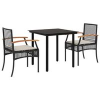 set comedor de jardin 3 pzas con cojines ratan sintetico negro cfw662092