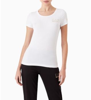 EA7 para mujer. 8NTT65_TJDQZ Camiseta Evolution blanco (3XL), Casual, Algodón, Manga corta