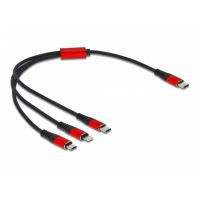 cable de carga usb 3 en 1 delock usb type-c a lightningmicro usbusb type-c 30 cm negrorojo