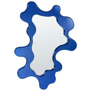 Espejo De Pared Mdf Con Forma Irregular Accesorios Decorativos 80x59 Cm Azul Roscoff