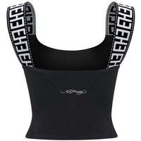 ed hardy camiseta tirantes tiger glow tape crop tank top black para mujer