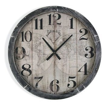 Reloj De Pared Map World Madera Mdf (6,5 X 76,5 X 76,5 Cm)