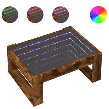 Mesa De Café - Mesa De Centro Con Infinity Led Roble Ahumado 70x53x30 Cm