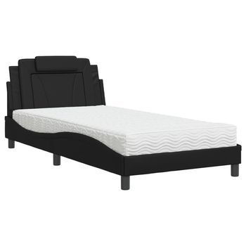 Cama Viana Con Colchón Cuero Sintético Negro 100x200 Cm Vidaxl