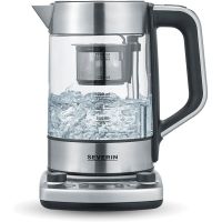 severin wk 3422 hervidor de agua y te con ajuste de temperatura 17l 3000w cristal acero inoxidable