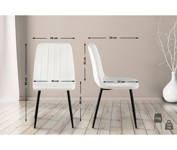 Silla de comedor dijon terciopelo blanco crema 53x45x88 cm