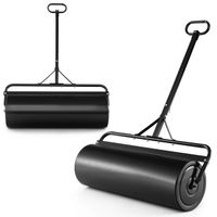costway 63l rodillo de cesped de metal rodillo de sod o30cm llenado de aguaarena empujadoremolcado con mango desmontable para jardin patio