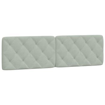 Cabecero De Cama | Panel De Cabecera | Decoración De Pared Acolchado Terciopelo Gris Claro 180 Cm