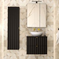 conjunto de muebles con lavabo paneles de melamina y mdf negro