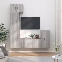 set de 5 uds muebles tv  mueble de salon  armario tv madera contrachapada gris sonoma cfw789266