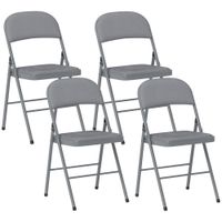 homcom juego de 4 sillas plegables tapizadas en terciopelo estructura de acero con respaldo para espacios pequenos gris claro