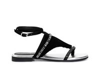chanclas de ante con flecos y cadena de strass black