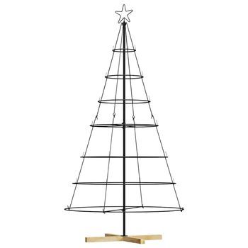 Árbol Cono De Navidad Con Soporte Negro 180,5 Cm Acero Vidaxl