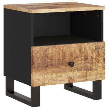 Mesita De Noche 40x31x46 Cm Madera Tratada, Metal - Marrón