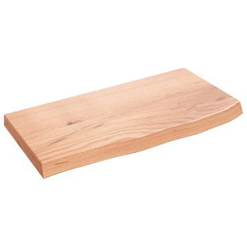 Encimera Baño Madera Maciza Tratada Marrón Claro 60x30x(2-4) Cm