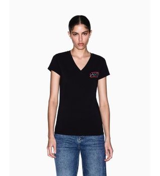 A|X Armani Exchange para mujer. XW002318AF16294UC001 Camiseta essential negro (S), Casual, Algodón, Manga corta