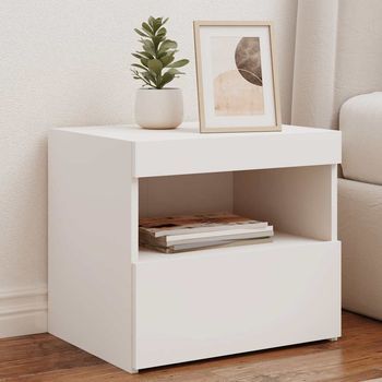 Mesita De Noche - Mueble Para Dormitorio - Madera De Ingeniería - Blanco (50x40x45cm)