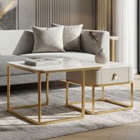 mesas de centro de tela y metal  cm 70x70x48-50x50x435