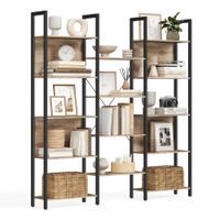 libreria estanteria de almacenamiento con estantes marco de metal marron camello  negro tinta  158a cm