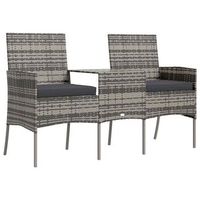 sofa de jardin de 2 plazas  sofa de exterior con mesita ratan sintetico antracita
