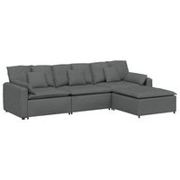 sofa modular con reposapies y cojines color gris oscuro vidaxl