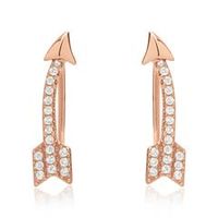 pendientes extravagantes flecha rosado de plata 925