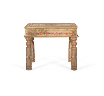 Mesa de centro en madera de mango y detalles pintados a mano