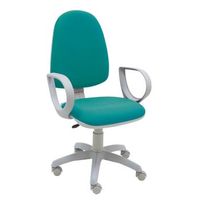 silla de escritorio torino gris con reposabrazos - tapizado turquesa