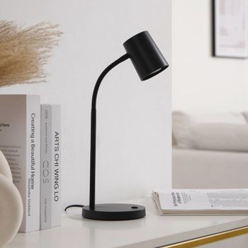 Lámpara de mesa de plástico negro