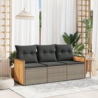 conjunto de sofa de jardin 3 uds  mueble jardin mesa y sillas y cojines ratan sintetico gris cfw641015