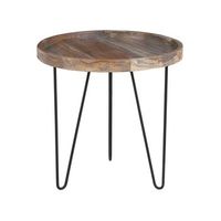 mesa auxiliar de madera marron oscuro patas negras 50 x 50 x 50 cm industrial rustico bondiss