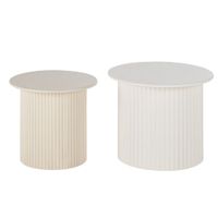 set de 2 mesas auxiliares en blanco y beige