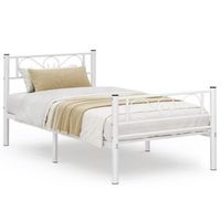 marco de cama de metal individual dormitorio resistente - blanco