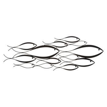 Panel Decorativo 3d Peces De Metal Negro 100x1x35 Cm
