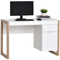 homcom mesa escritorio con cajon 1125x50x755cm blancomadera