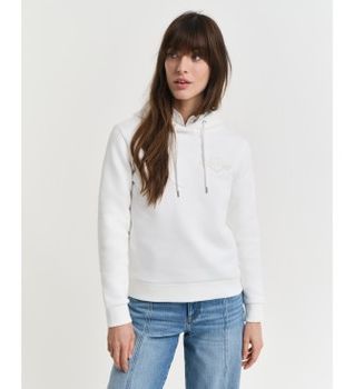 Gant para mujer. 4202587 Sudadera con capucha Tonal Shield blanco (L), Casual, Algodón