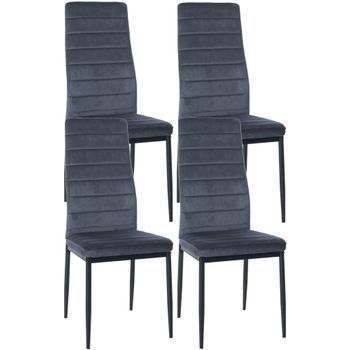 Juego De 4 Sillas De Comedor Mayfair Terciopelo Gris Claro 40x41.5x99 Cm Clp