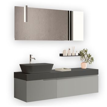 Composición Baño 7 Piezas Venere Gris Mate En Mdf