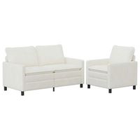 juego de sofa 2 uds crema poliester vidaxl